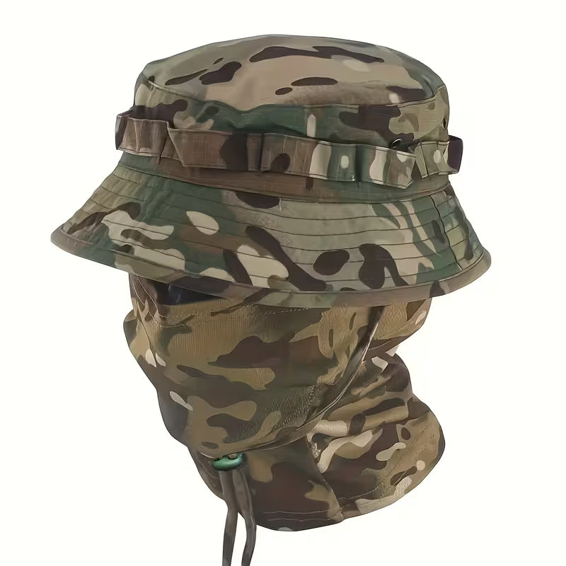Camo sun hat + face cover/Camo