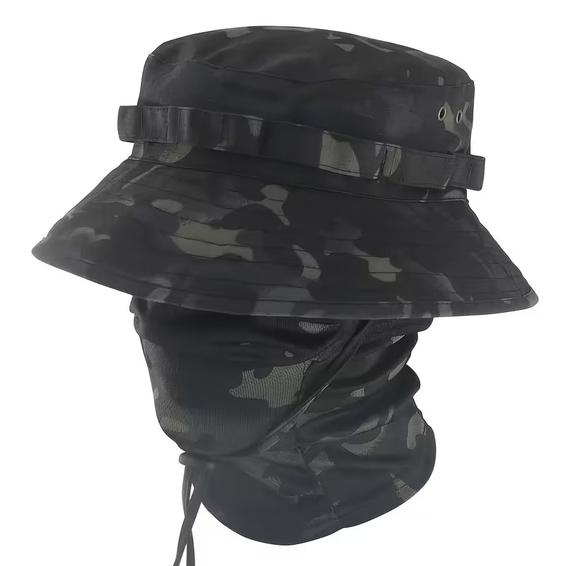 Sun hat + face cover/Dark Camo